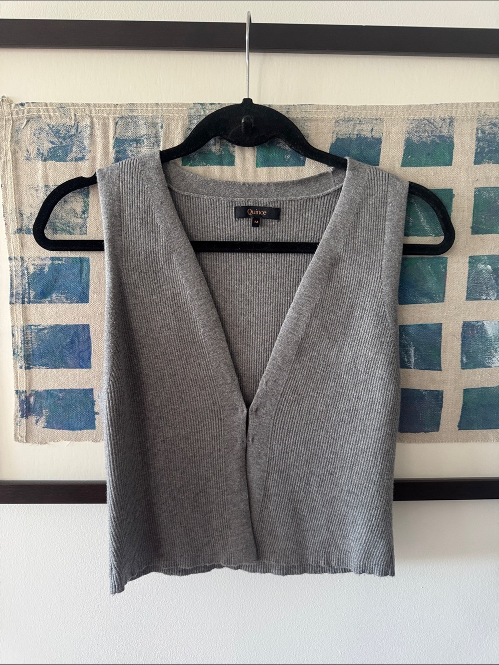 EUC Eco-Knit Split Front Sweater Vest Gray medium